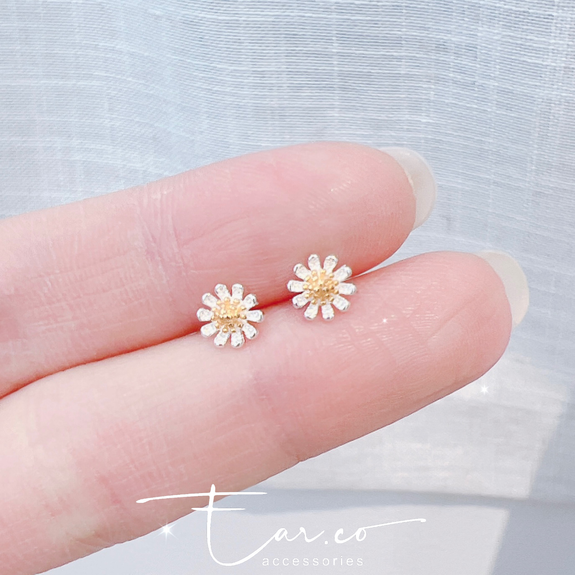 小秋菊純銀耳珠/耳骨釘 [一對] #P041