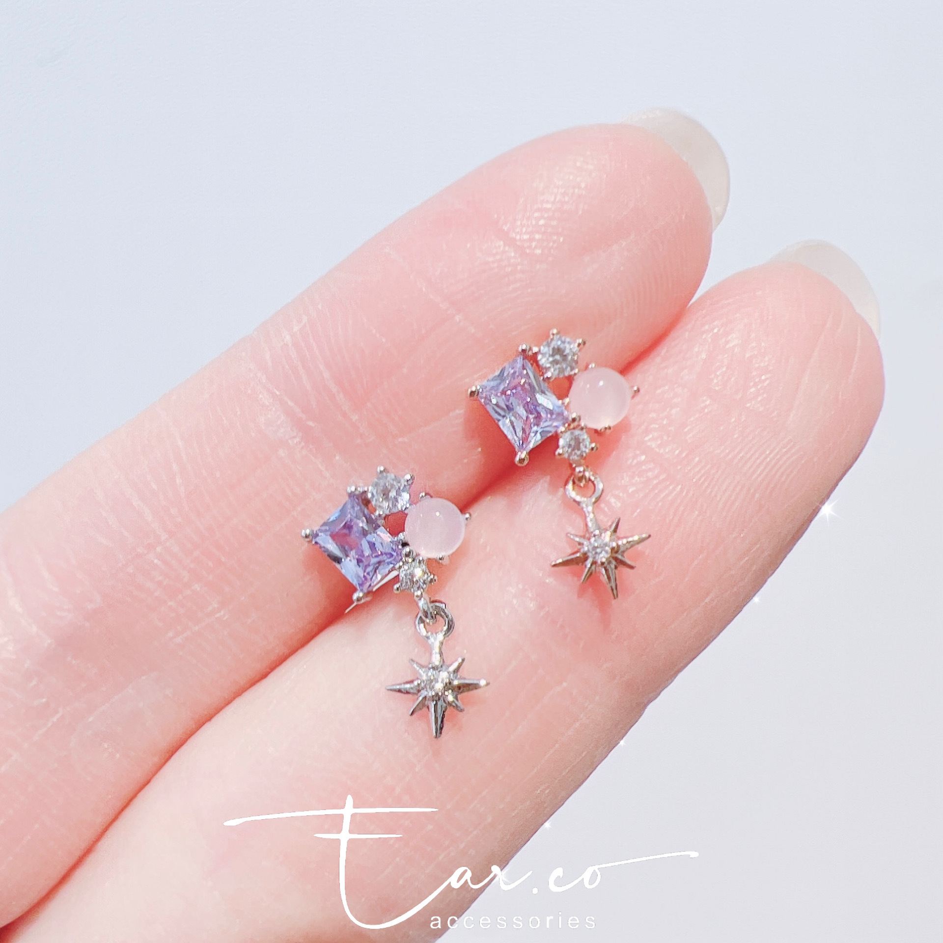 紫色鋯石垂釣小星芒耳珠/耳骨釘 [單支]