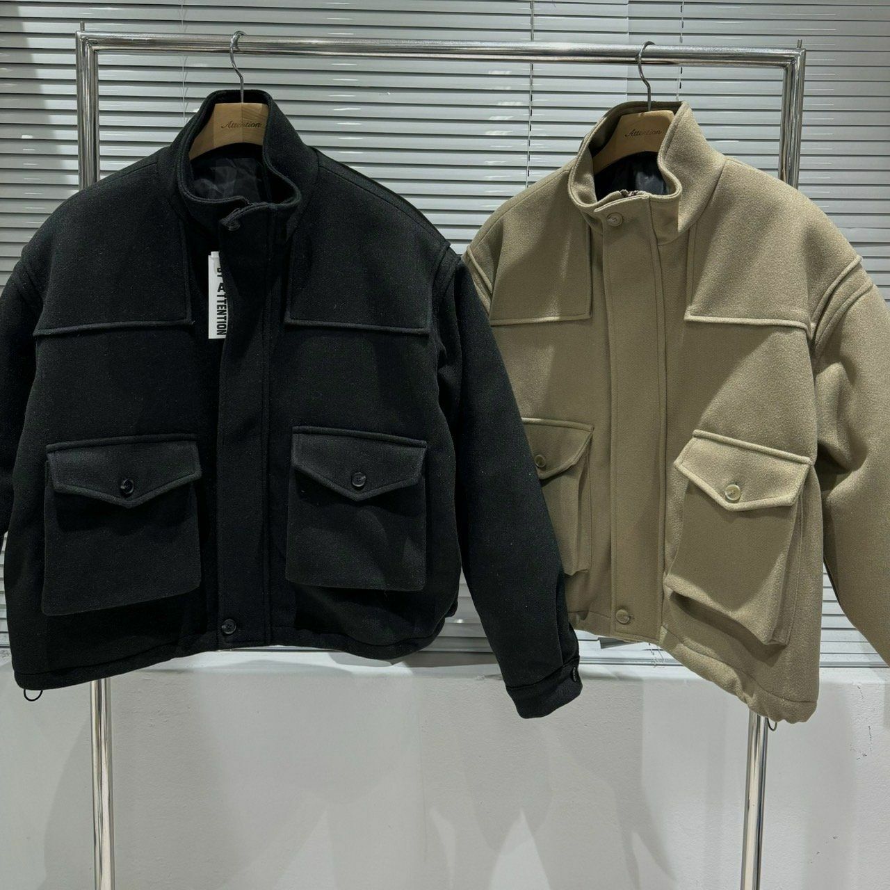 淨色企領拉鍊外套 BY ATTENTION-115JK