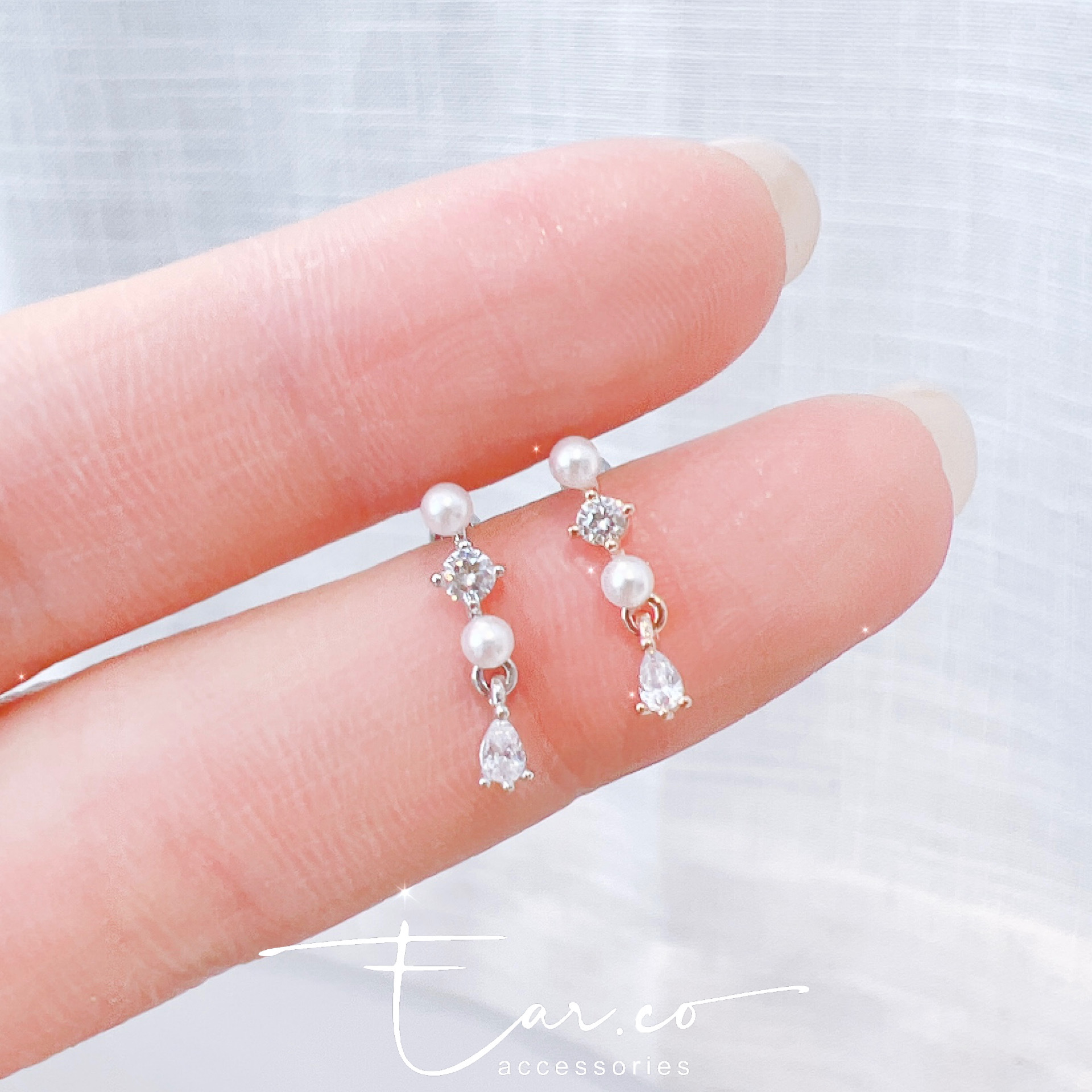 簡約珍珠閃石水滴耳珠/耳骨釘 [單支]