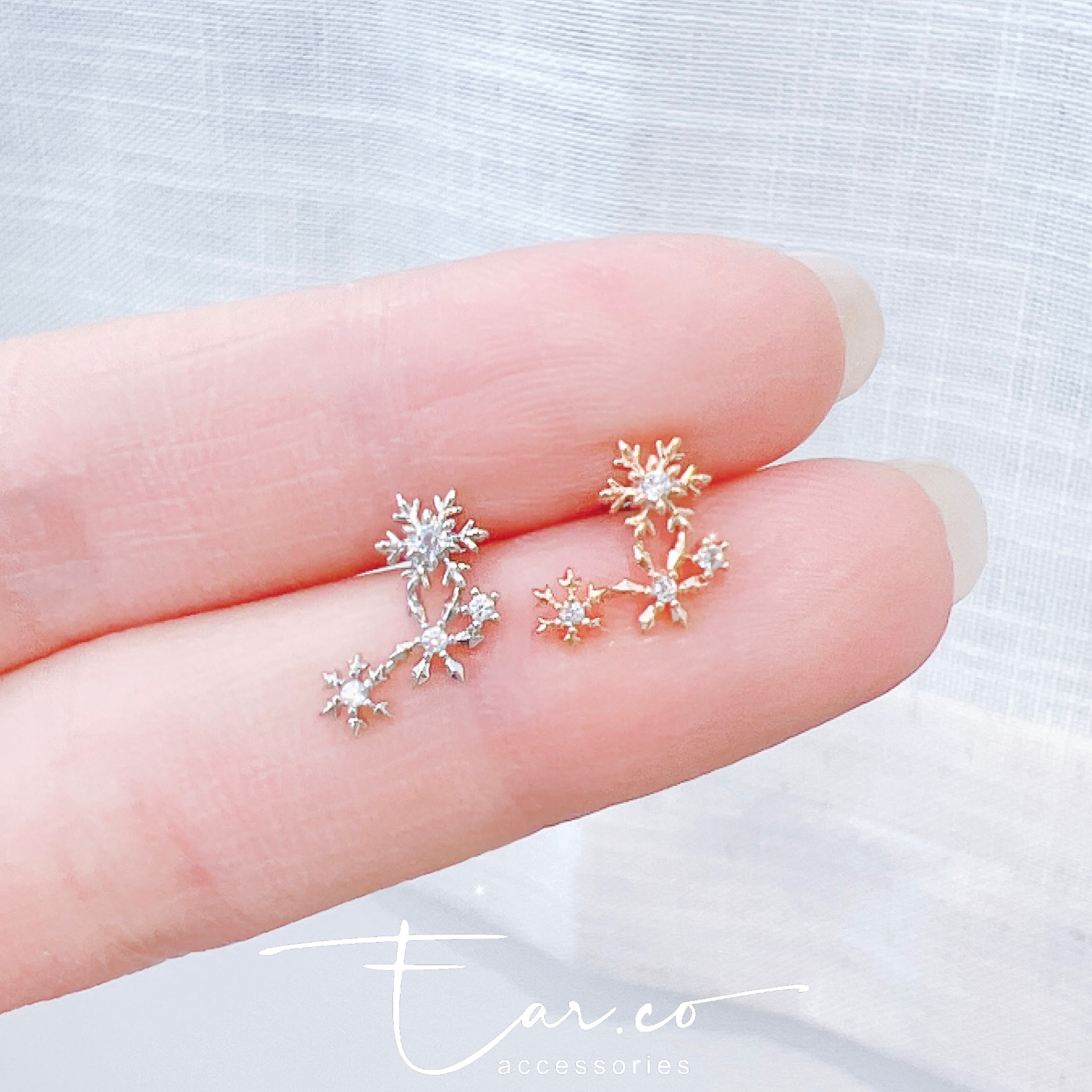 三連小雪花耳珠/耳骨釘 [單支]