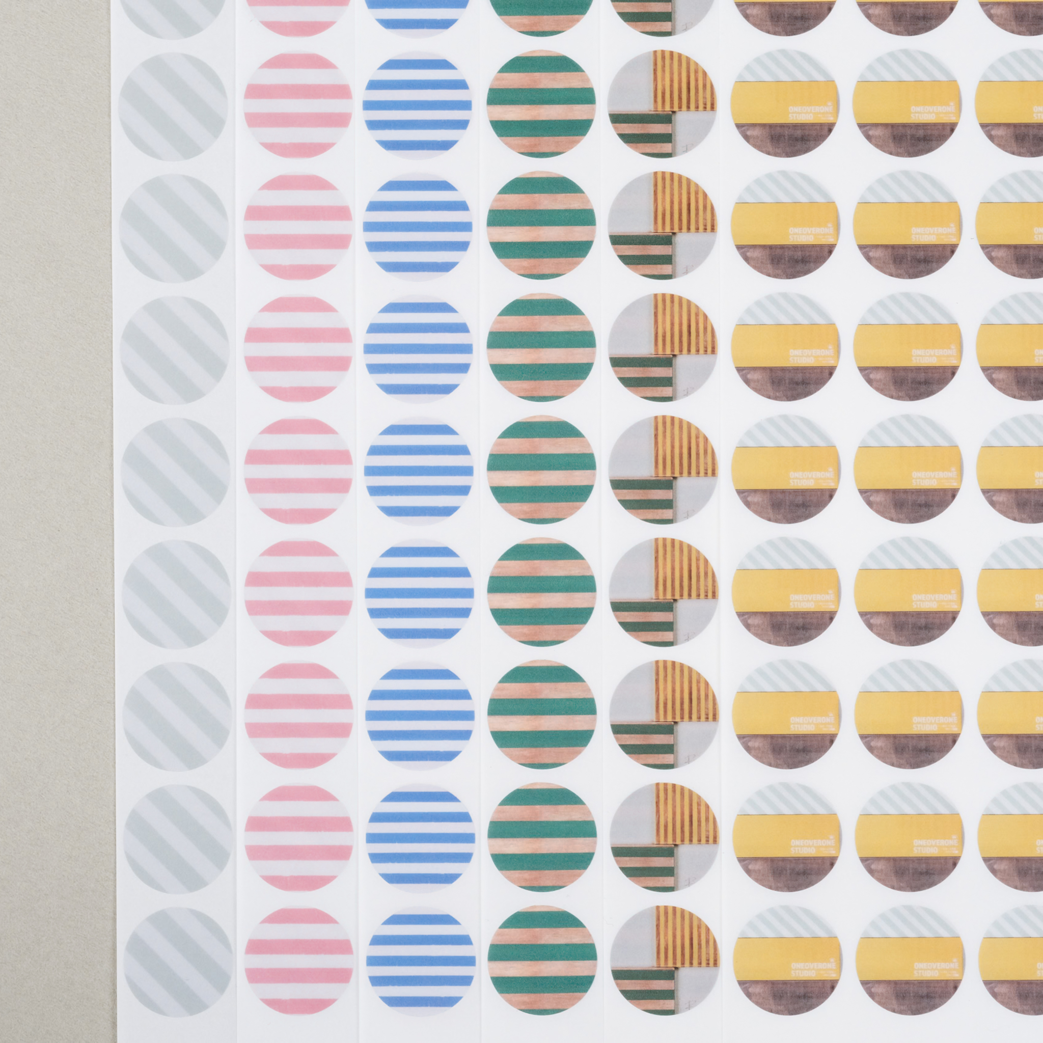 IMULATION COLOURED DOT STICKERS Wood PET 3.5cm/oneoverone studio/TAIWAN