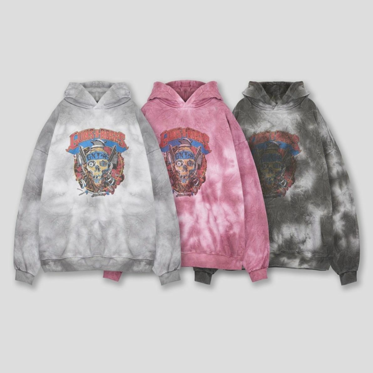 紮染英文字圖案連帽衛衣(薄抓毛底) T5258