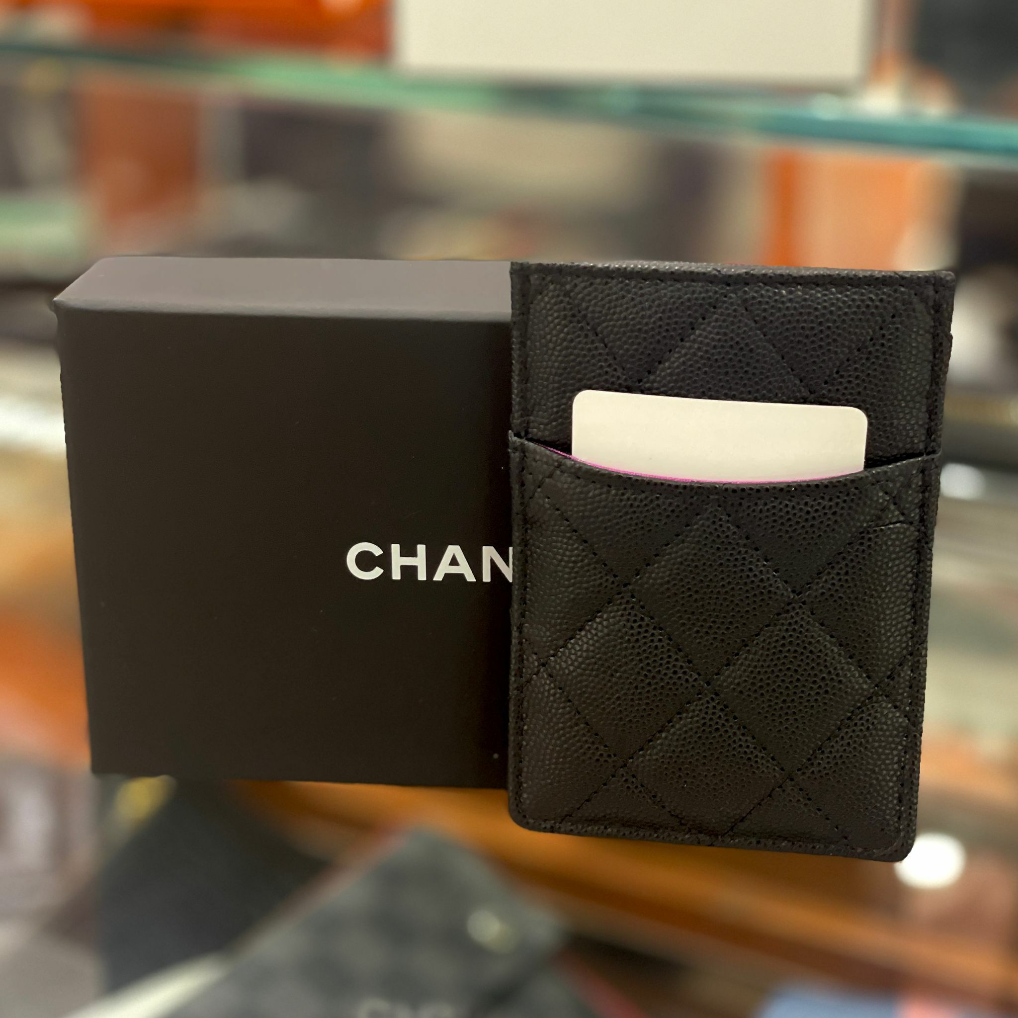 全新CHANEL卡片套 AP3527黑色荔枝皮復古金色CC LOGO #BRAND NEW #香榭站正品