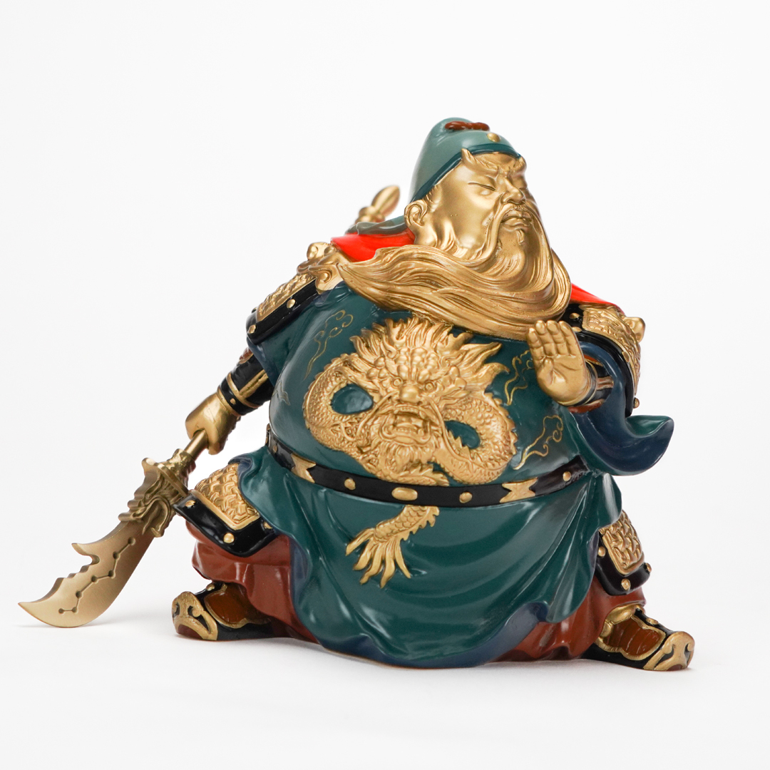 黃銅擺件威武小關公銅工藝品 家居飾品 桌面 玄關 酒櫃 書房