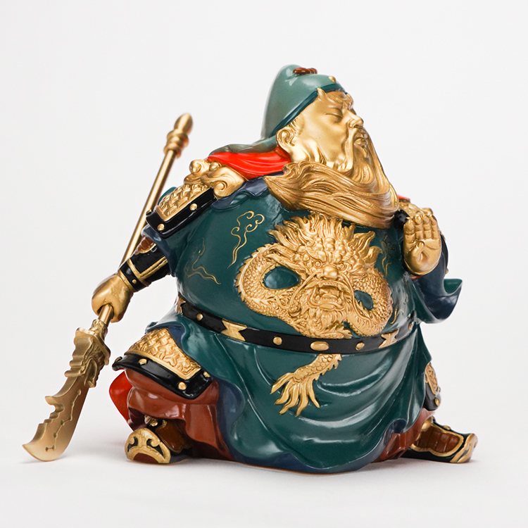 鹿港窯禮品館│黃銅擺件威武小關公銅工藝品 家居飾品 桌面 玄關 酒櫃 書房