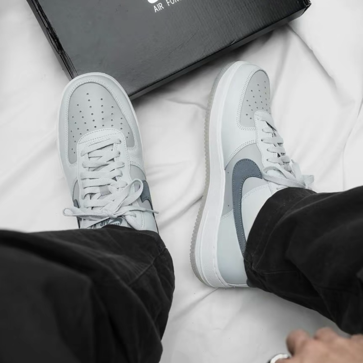 Nike Air Force 1 Low Light Smoke Grey 隕石灰 煙灰 水晶底 拼接 男鞋 FJ4170-001