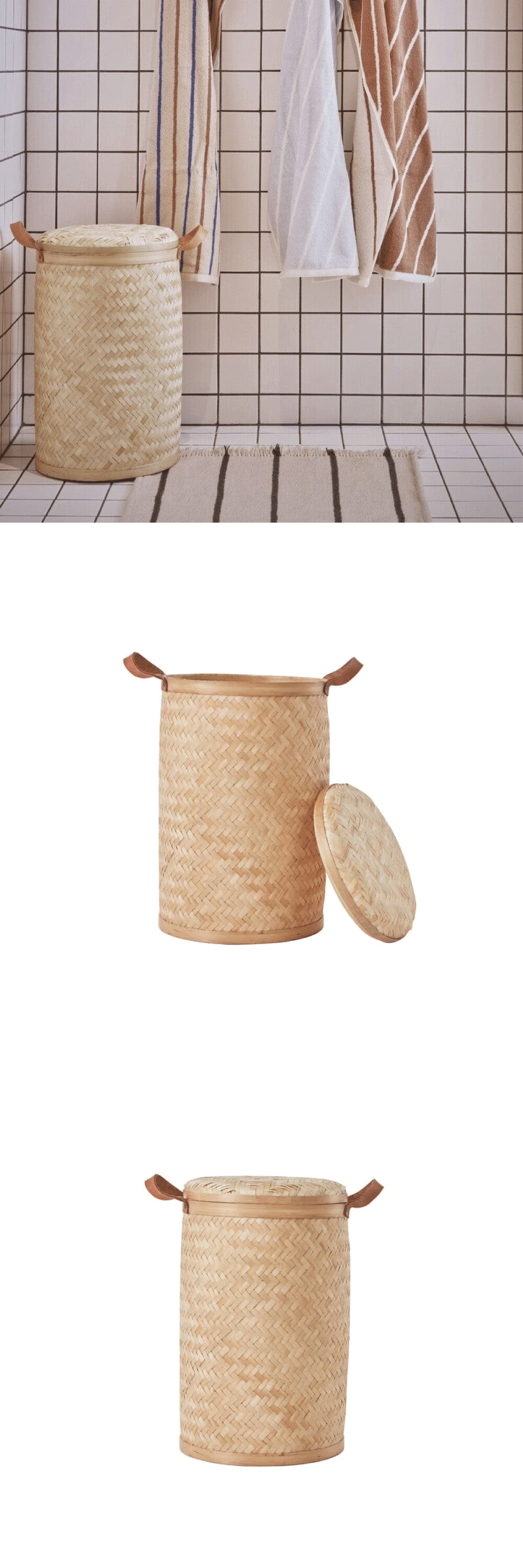 好萩家居|丹麥OYOY-Sporta⽵編洗衣籃,外觀典雅,由天然竹子製成且純手工編製。