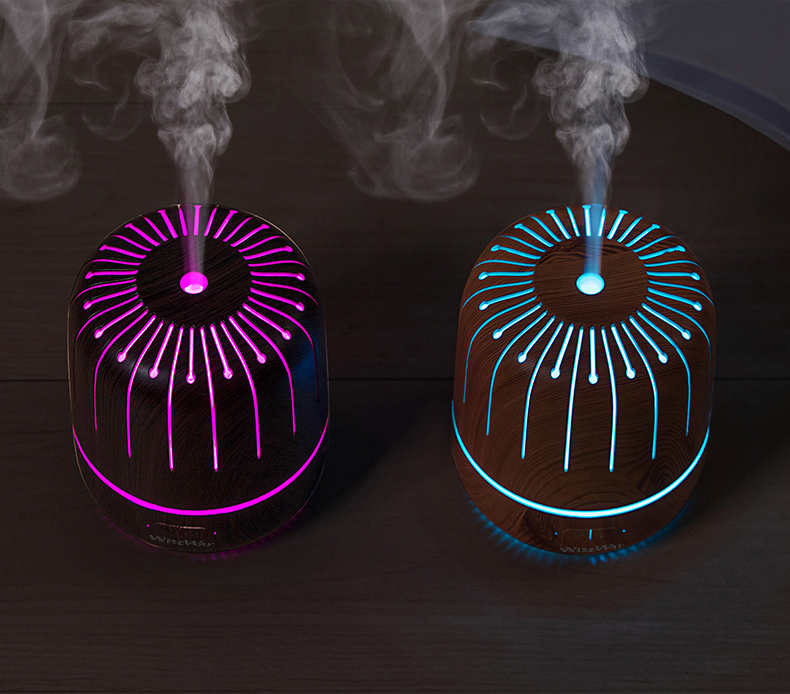 創意花蕾香薰機 加濕器 香薰精油擴香小型迷你辦公桌面家用 靜音細緻噴霧 植物加濕 USB供電 睡房 小夜燈 助眠香薰燈180ML 淺啡色