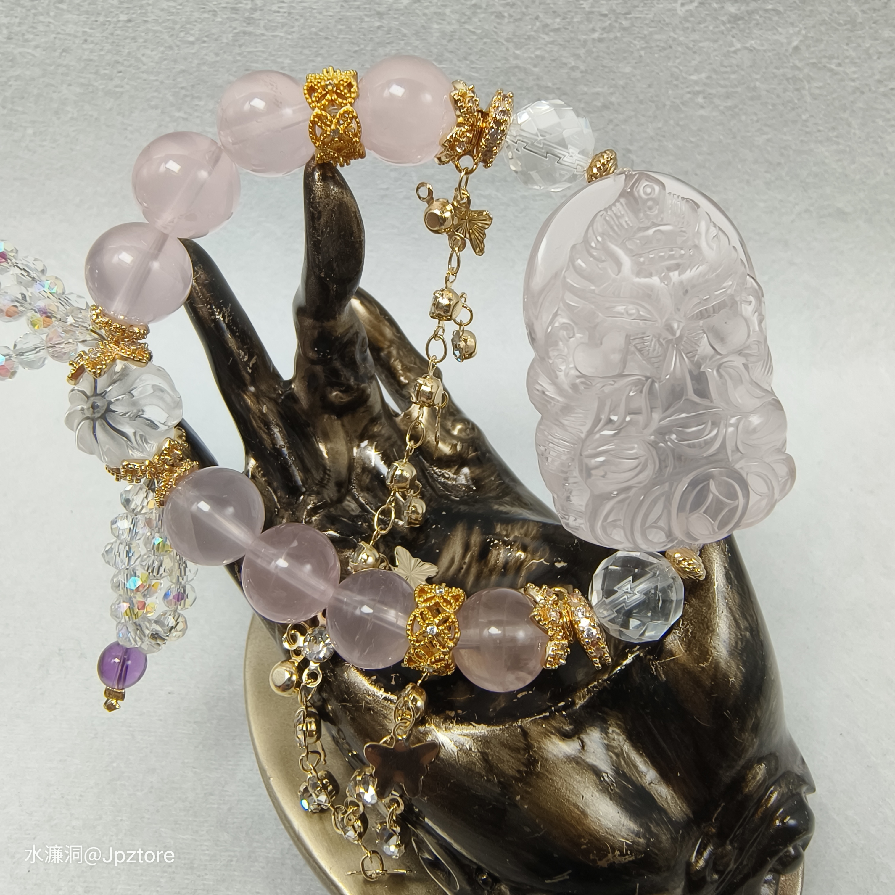 粉晶九尾狐修仙桃花手串