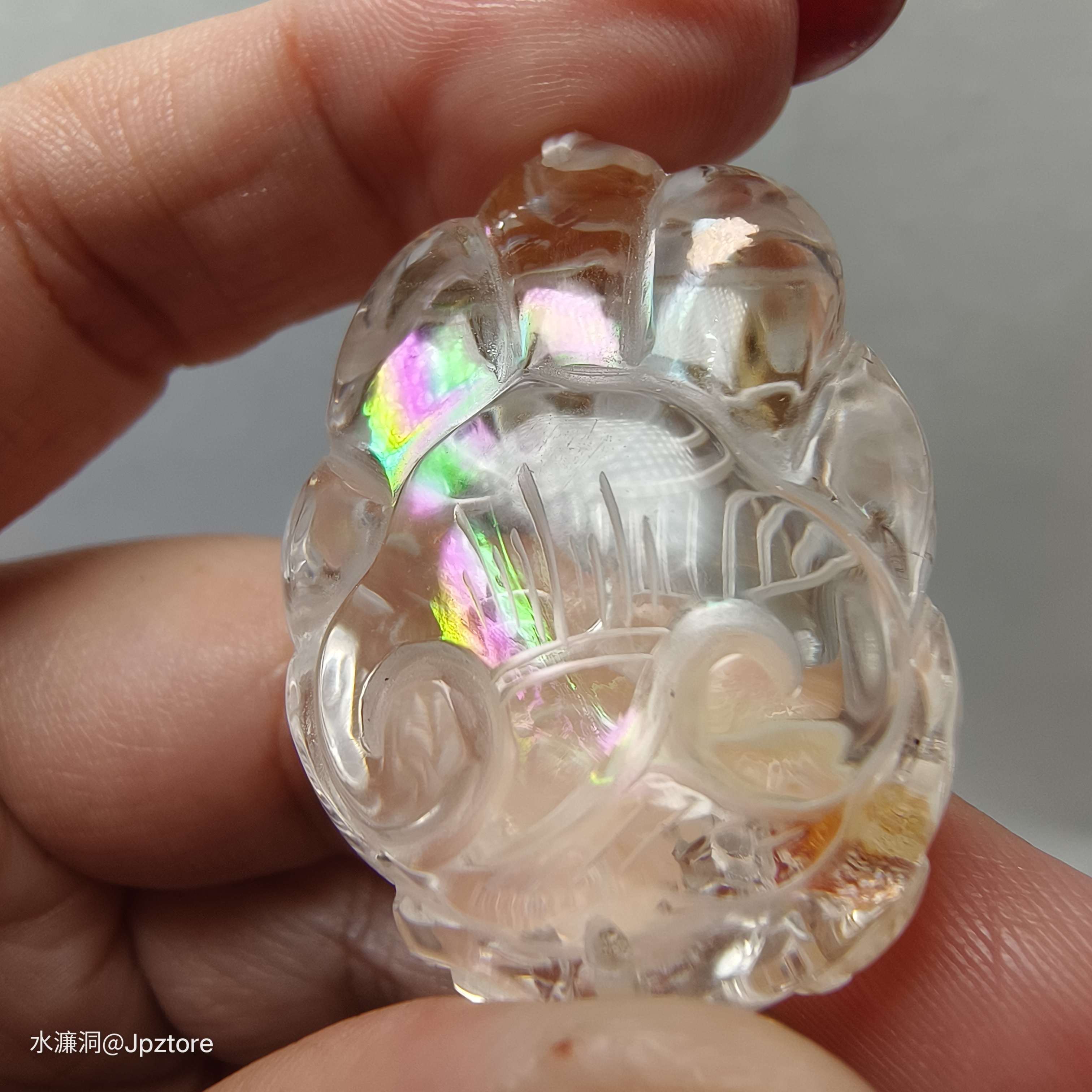 膠花阿賽配膠花白水晶手串