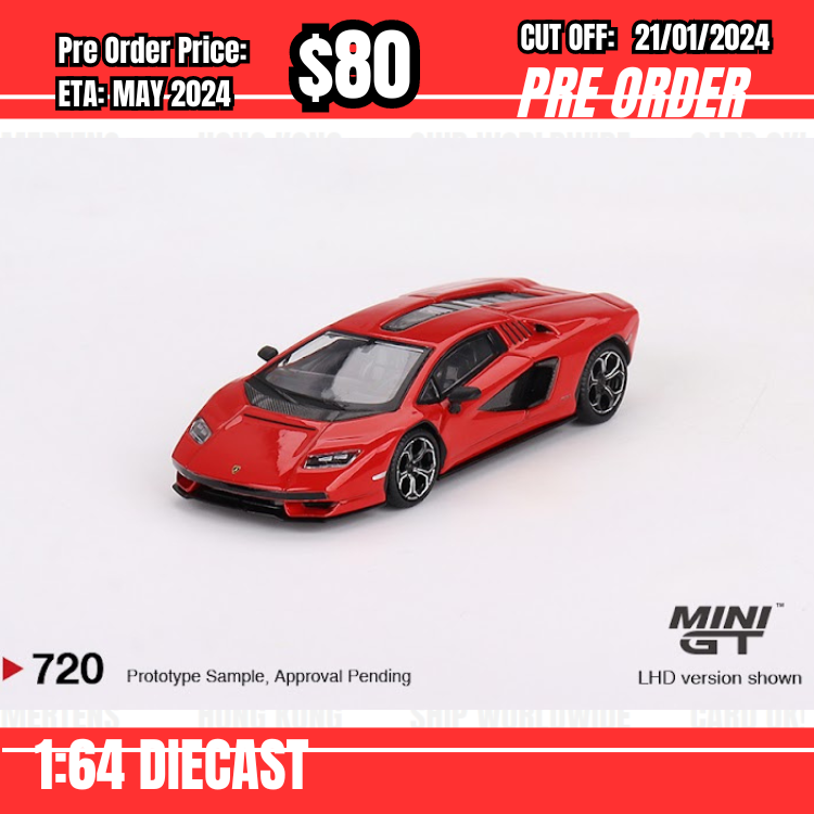 PO-$80 * Mini GT * 1:64 #720 Lamborghini Countach LPI 800-4  Rosso Mars LHD [OD08/01]