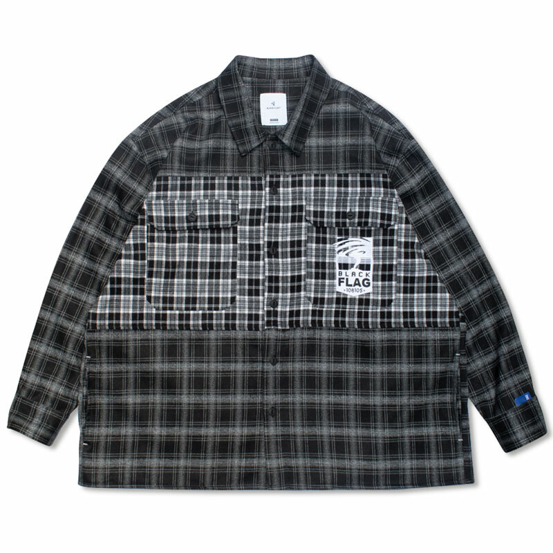 BLACK FLAG PLAID SHIRT 拼接 格紋襯衫【JBF23S005】