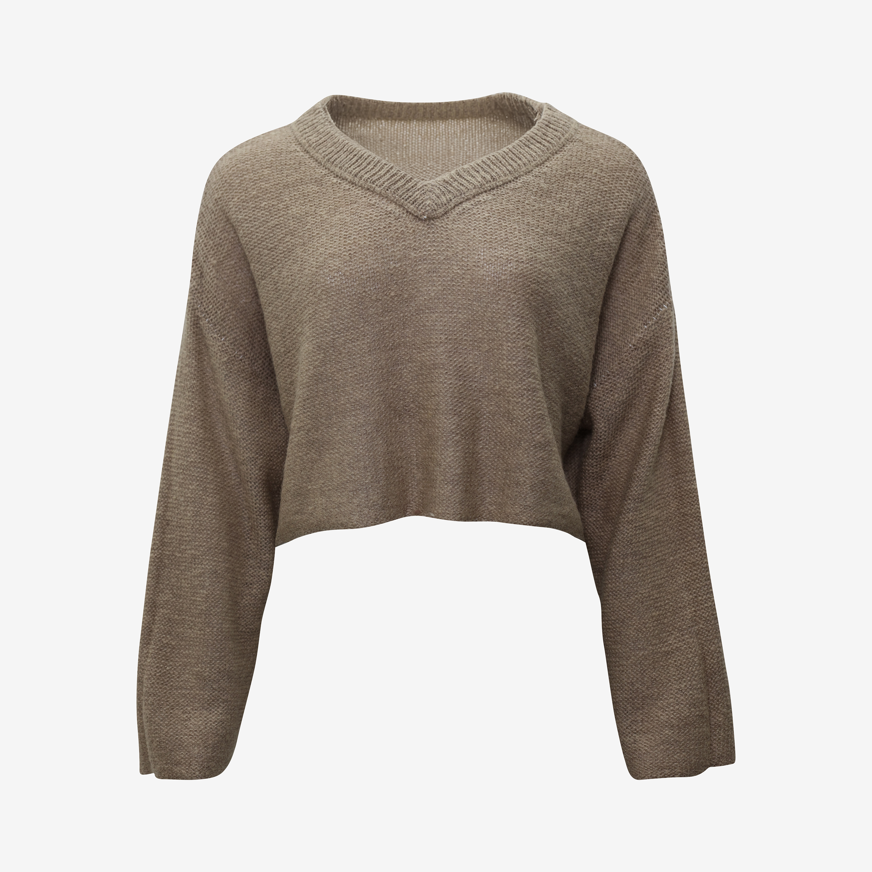 V-Neck Outseam Crop Sweater
