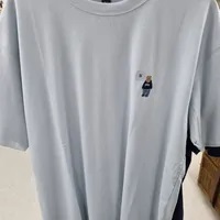 [S] WHO.A.U TEVE EMBROIDERY SHORT SLEEVE TEE LOOSE FIT,BLUE, WHRAD2311U-01-BLUE (SWAU275)