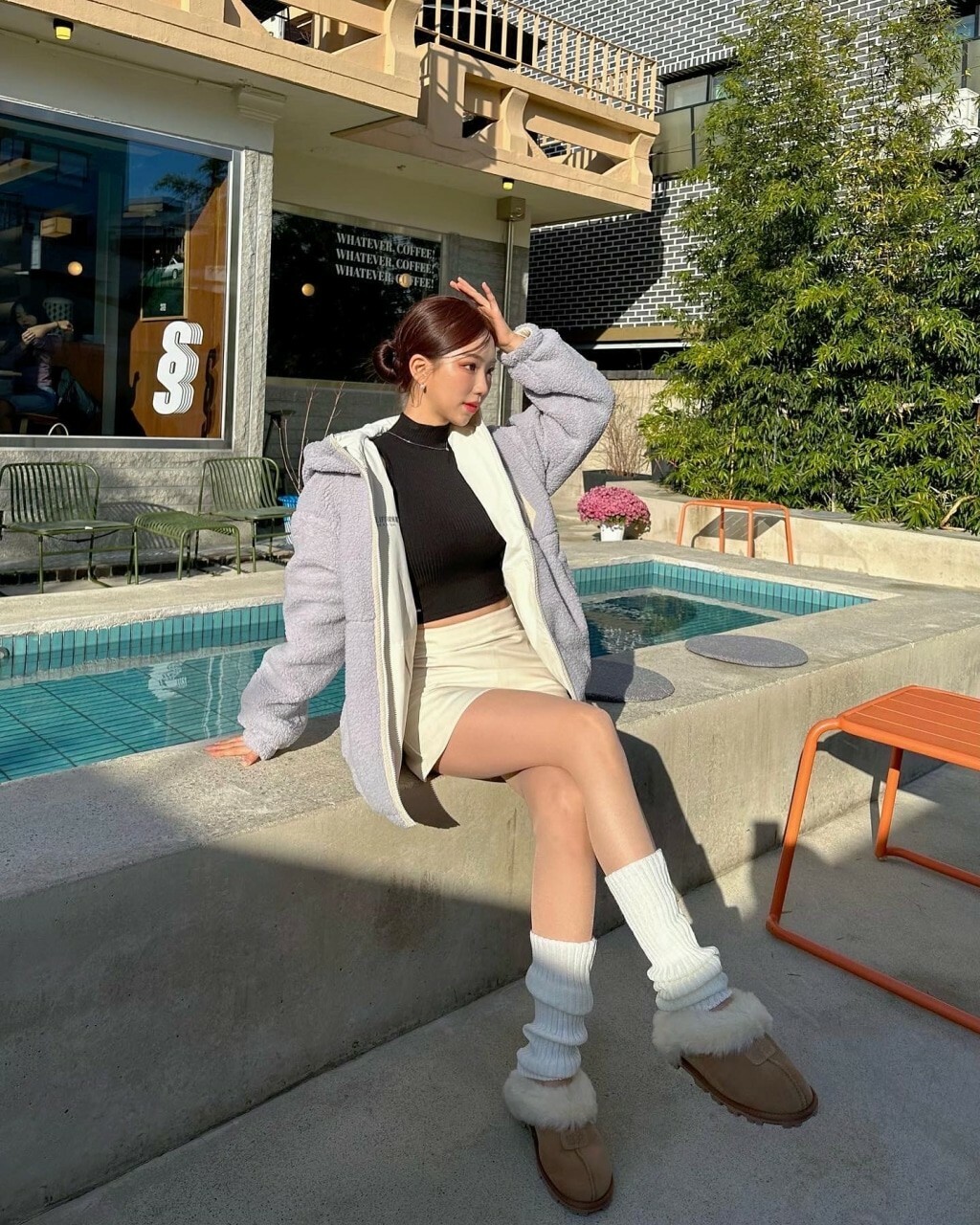 #現貨  WHO.A.U 雙面羊羔毛外套 長方形標