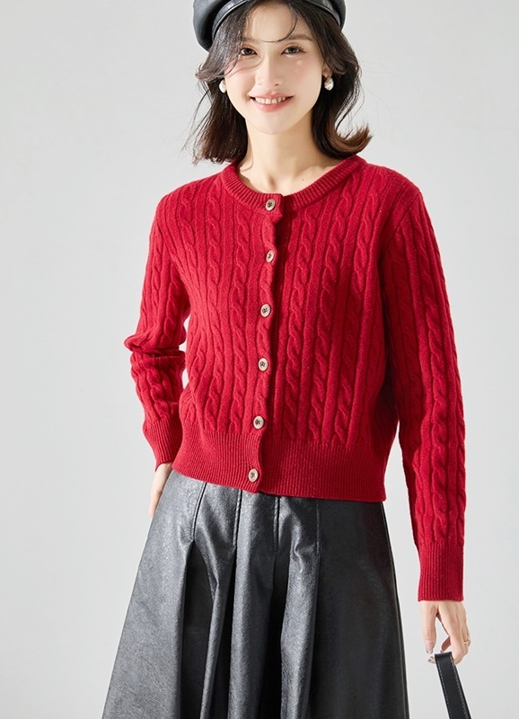 麻花紋羊毛針織外套 兩色