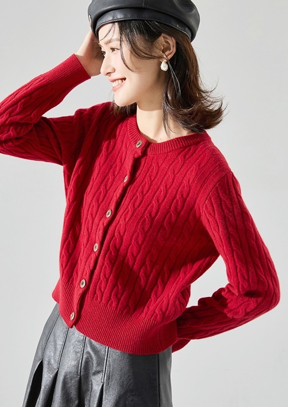 麻花紋羊毛針織外套 兩色