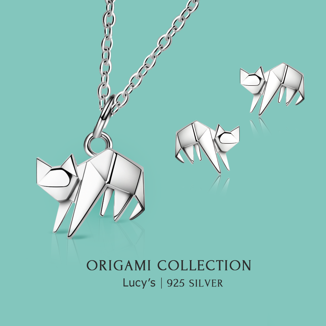 純銀摺紙系列｜踏踏貓 項鍊/耳環 (112969/112970)