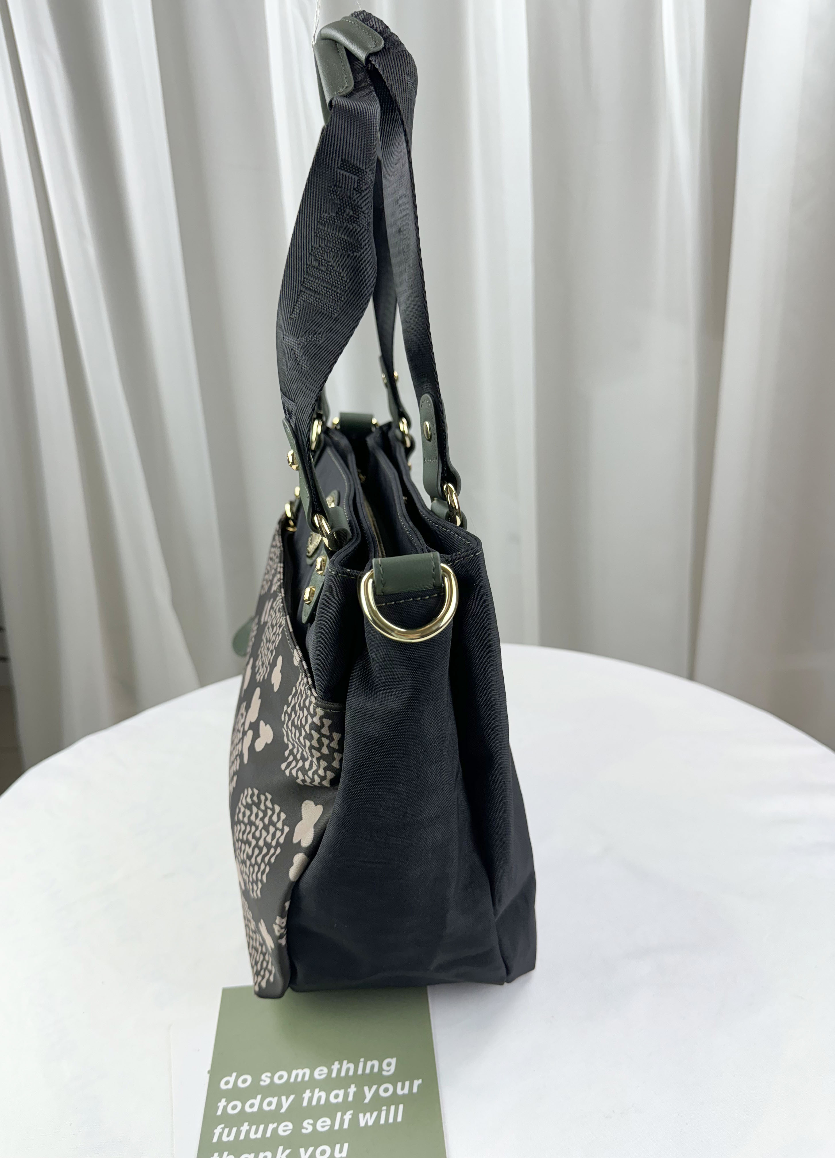 FamilyBear墨綠圖騰防潑水手提包 / 側背包 附零錢包 #2783