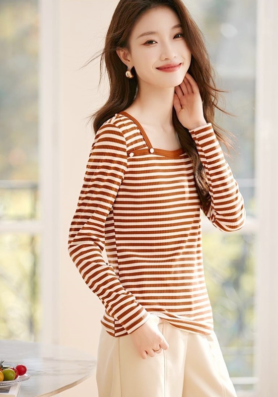 方領細條紋上衣 條紋
