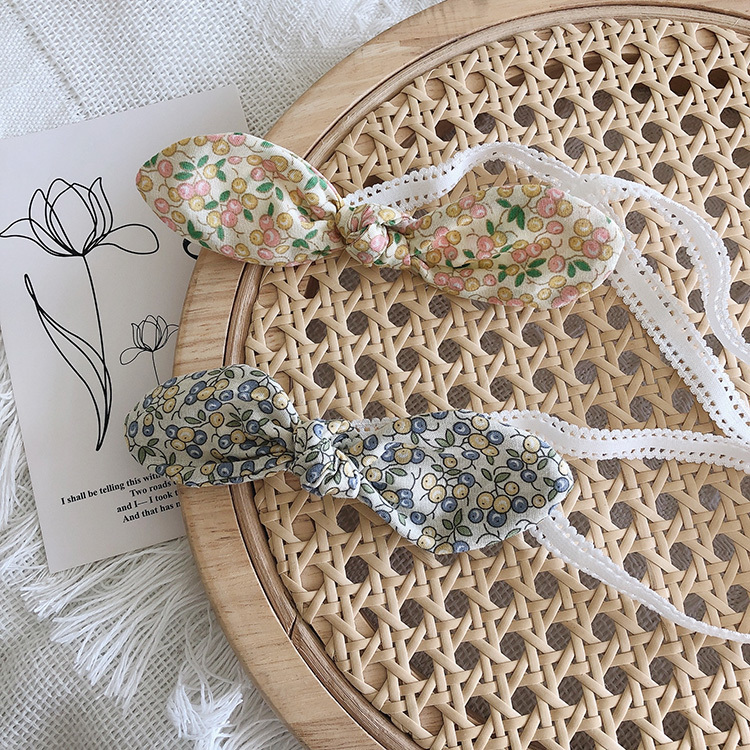 碎花莓果兔耳朵髮帶