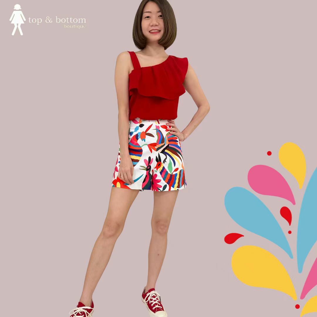 COLOURFUL PRINTED HIGH WAISTED SHORTS