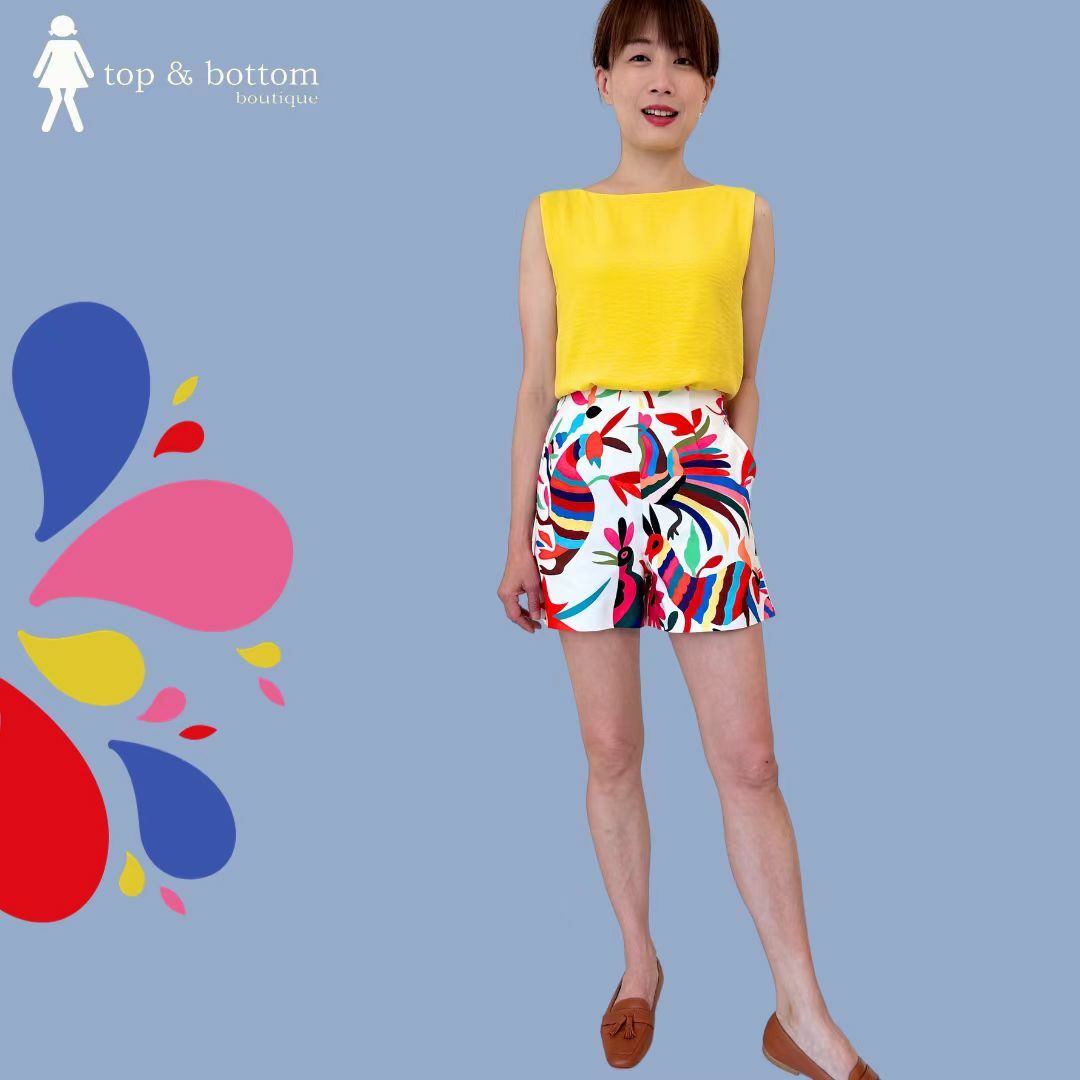 COLOURFUL PRINTED HIGH WAISTED SHORTS