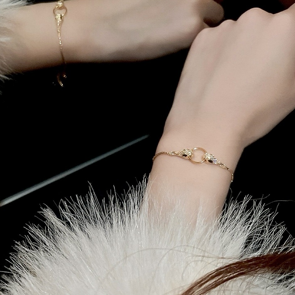 18k細緻雙金蛇咬金環 抽拉手鏈