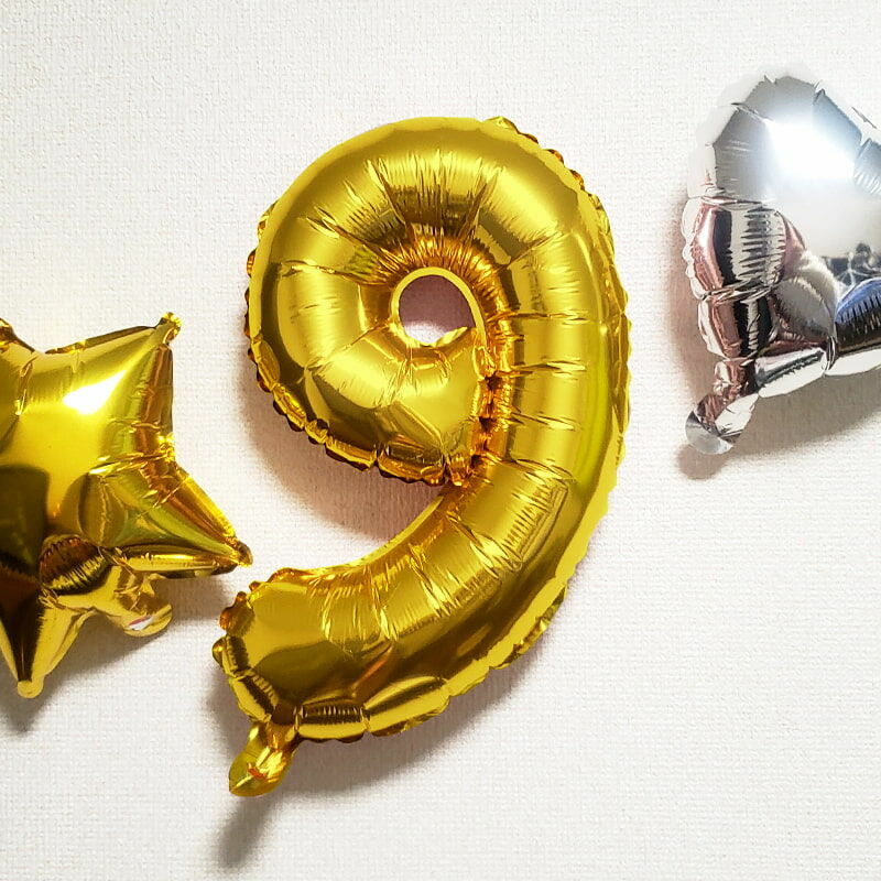 佈置用氣球/金、銀數字9