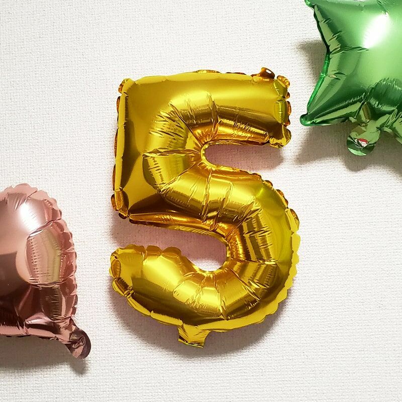 佈置用氣球/金、銀數字5