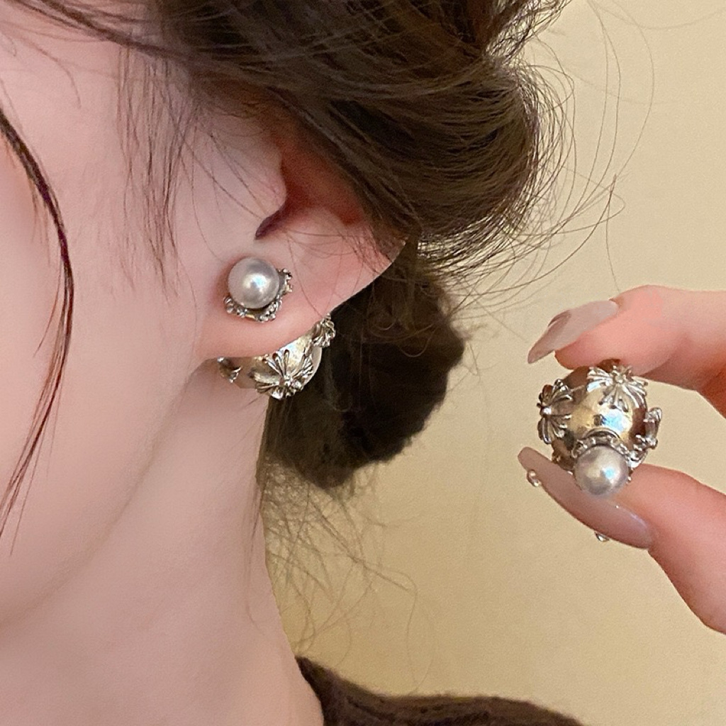 白銀花克羅心 夢幻後扣珍珠系