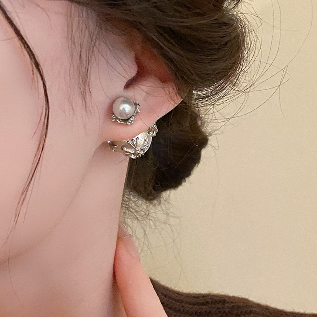 白銀花克羅心 夢幻後扣珍珠系