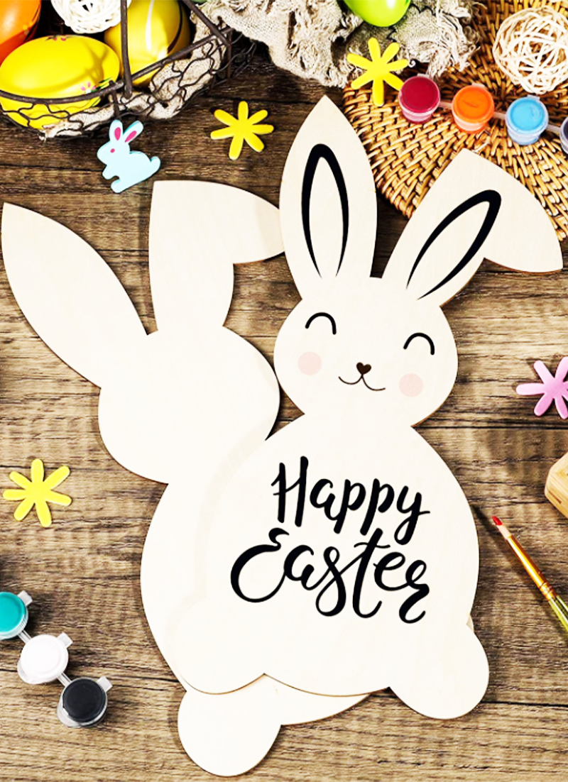 復活節DIY復木質兔子木(一片) M2736