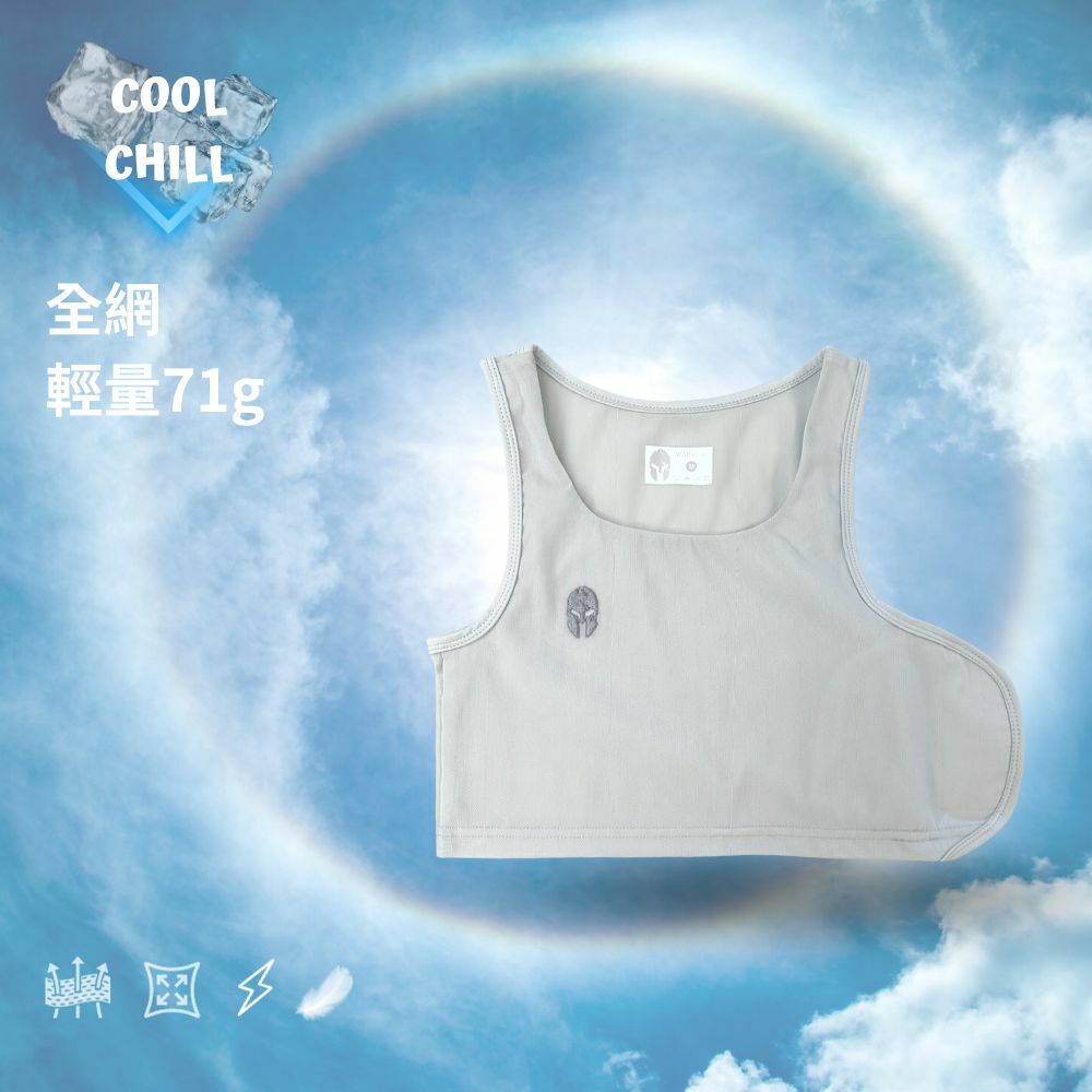 Warrior束胸-Cool Chill全網輕量-黏貼款-淺灰色