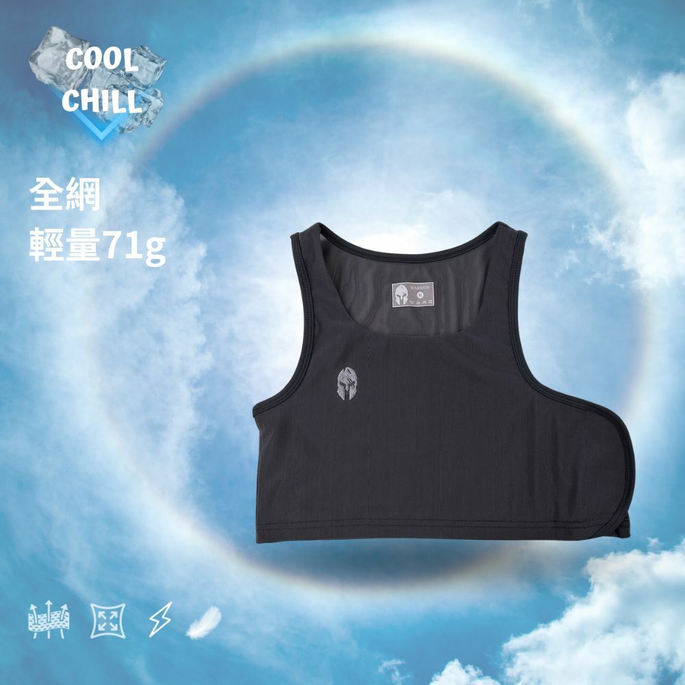 Warrior束胸-Cool Chill全網輕量-黏貼款-黑色