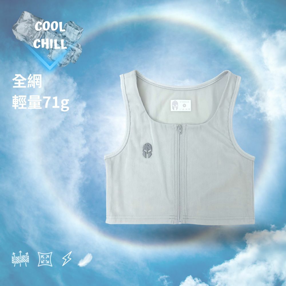 Warrior束胸-Cool Chill全網輕量-拉鍊款-淺灰色
