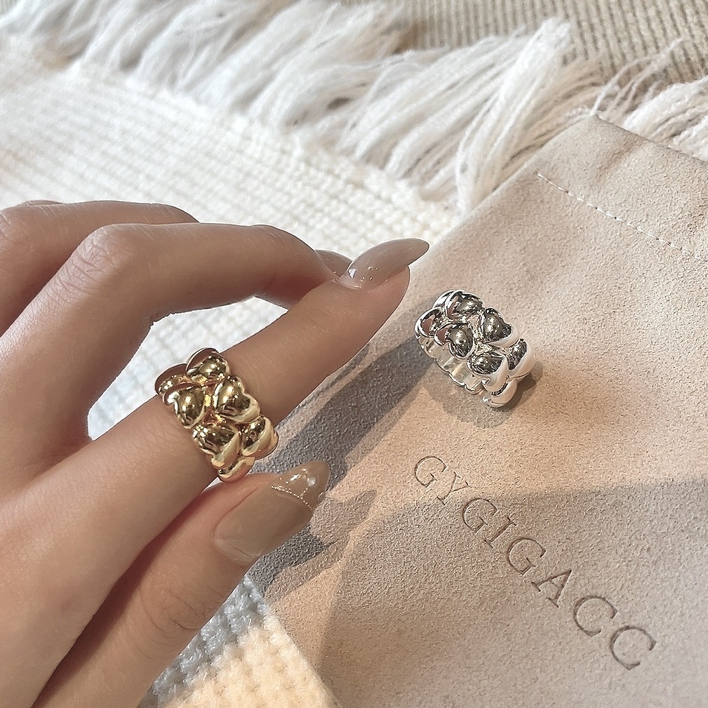 18k蓬蓬雙心重磅開口戒