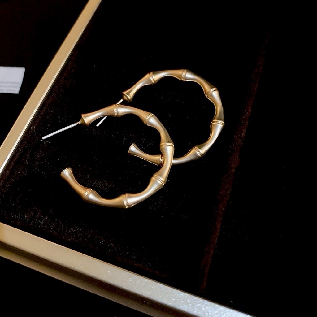 高級霧金竹節耳圈