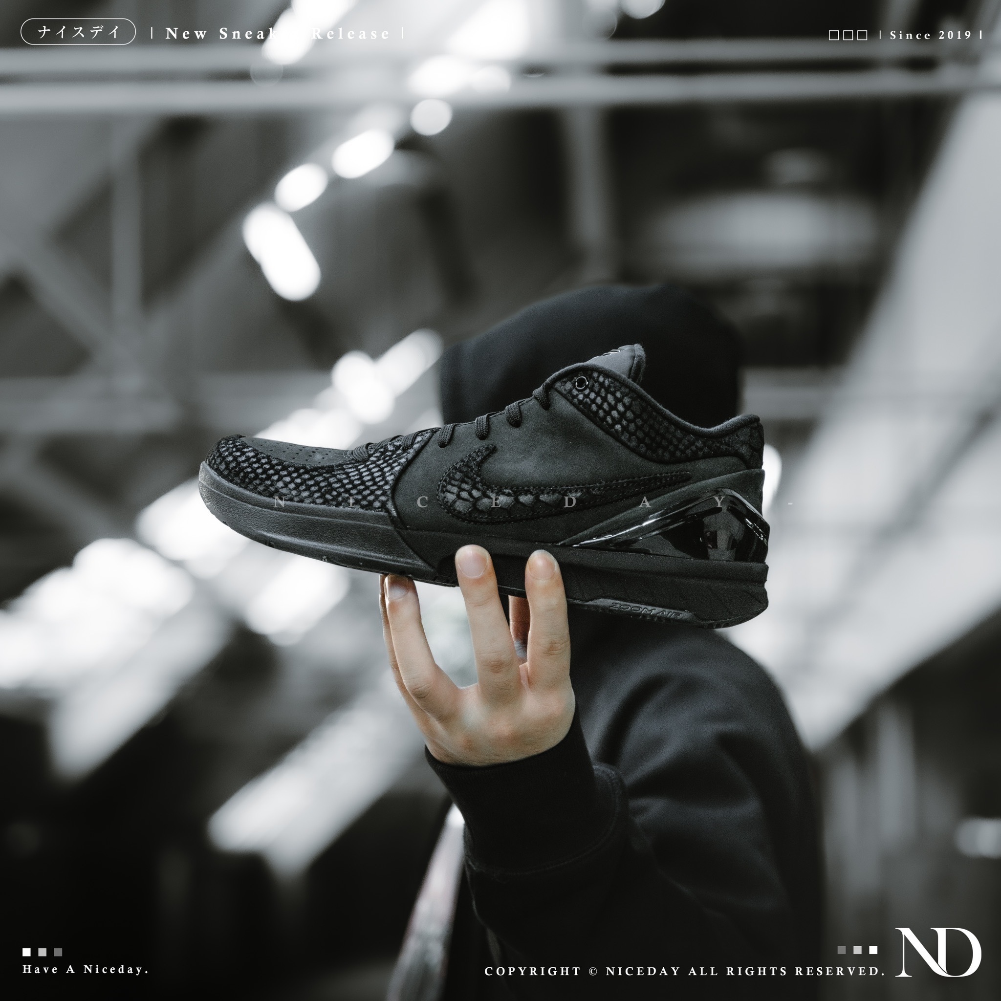 NICEDAY 代購 Nike Kobe 柯比 4 Black Mamba 黑曼巴 全黑 蛇紋 男女同款 實戰籃球鞋