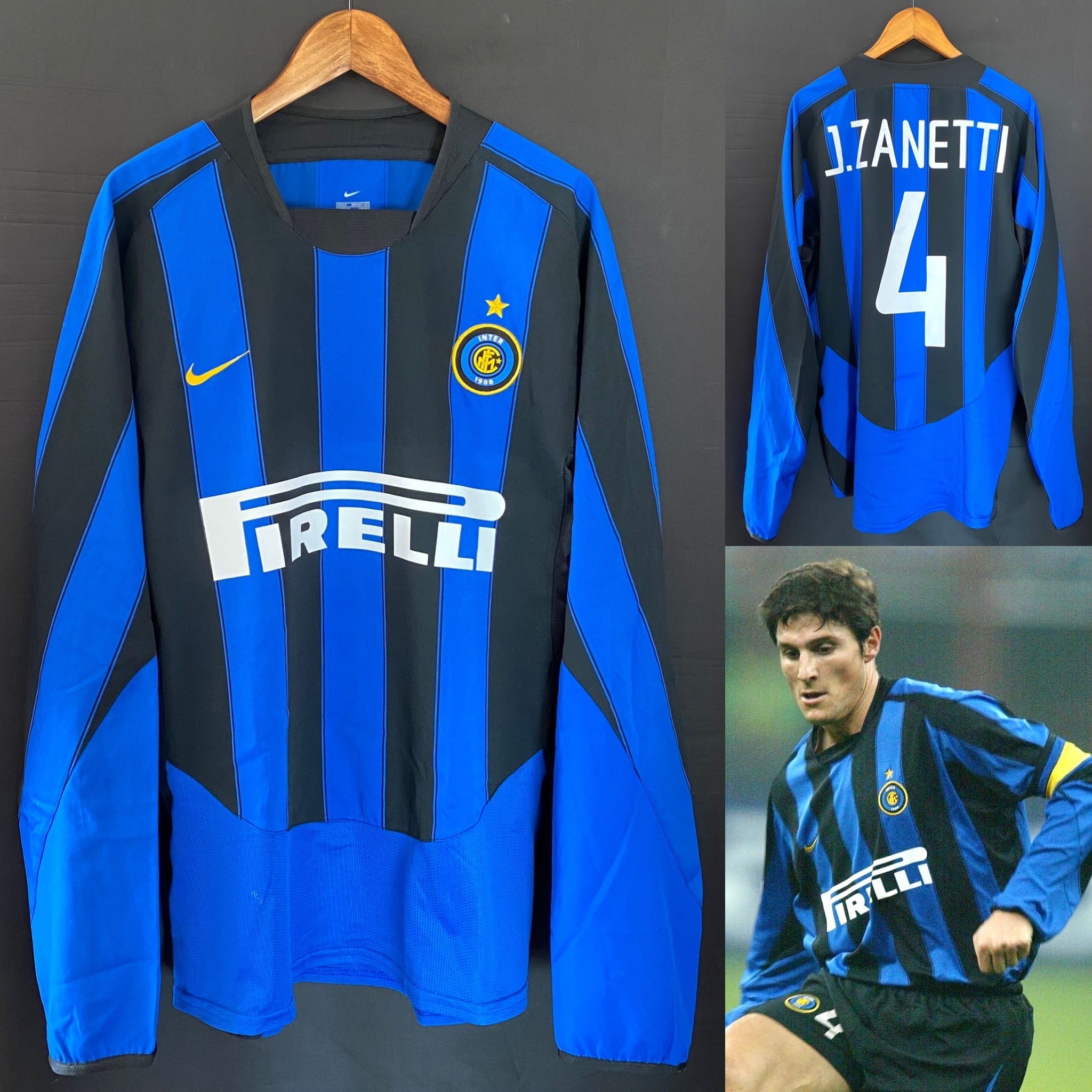 Inter Milan 2003-2004 Nike L/S Home Shirt #4 J ZANETTI