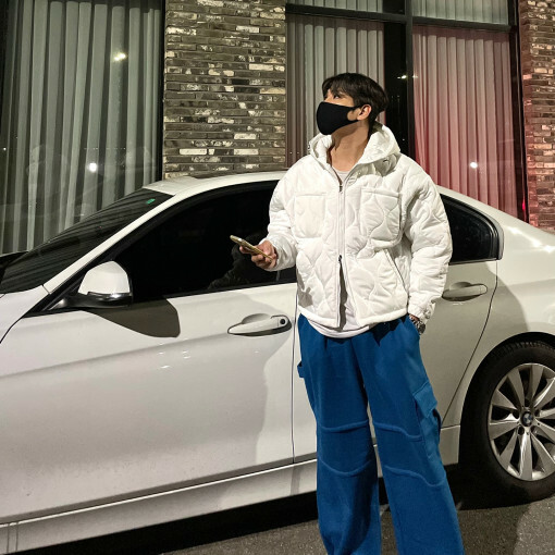 彩色口袋拉絨寬腿工裝褲