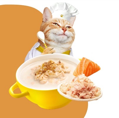 泰國Moochie 貓 濃湯系列 三文魚+鰹魚乾 40g【原盒16包】