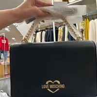 [S] LOVE MOSCHINO JC4170PP1DLG100A LOGO METAL HAND SHOULDER BAG,BLACK, 8051578977135 (SLM200)