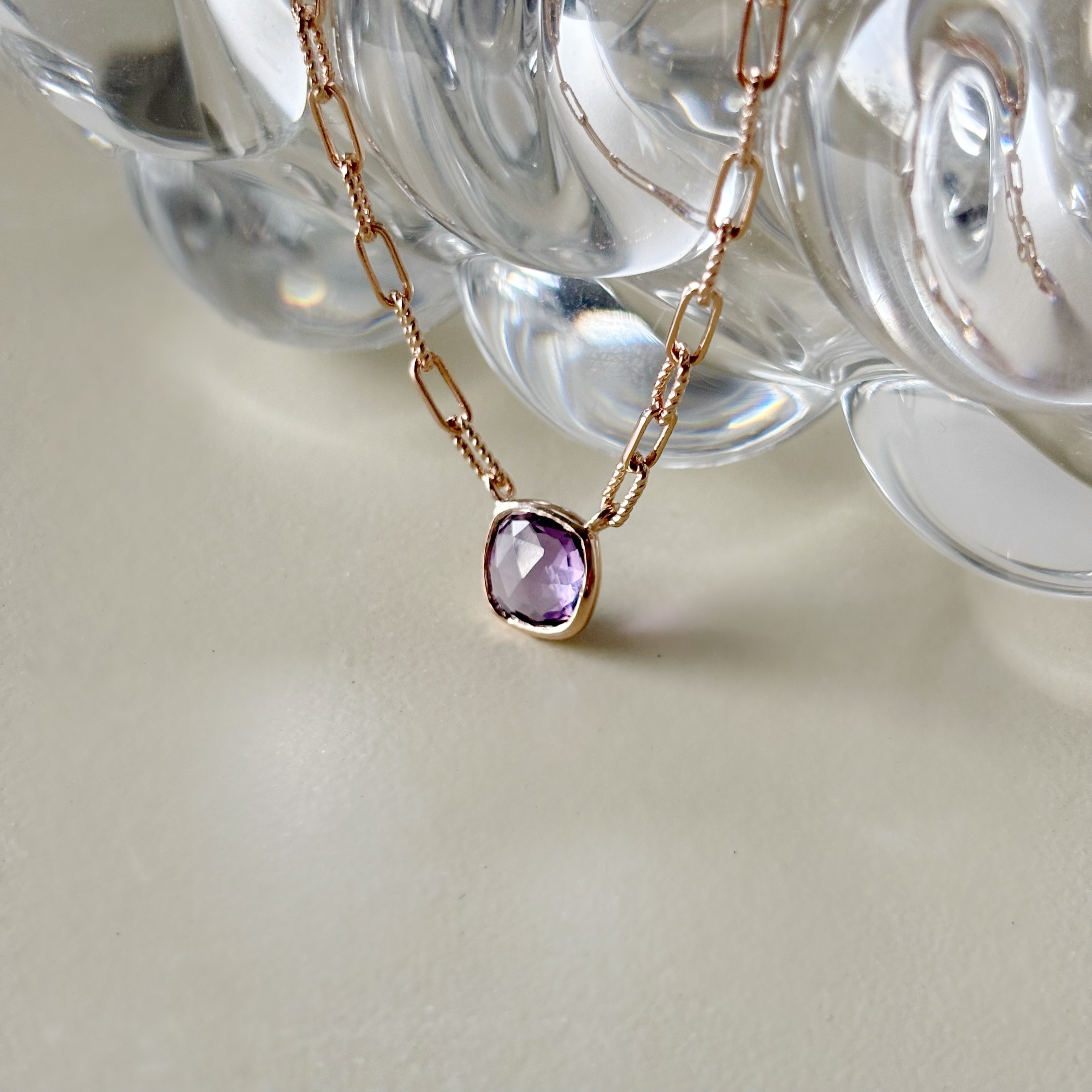 cushion紫水晶麻花longbox項鍊