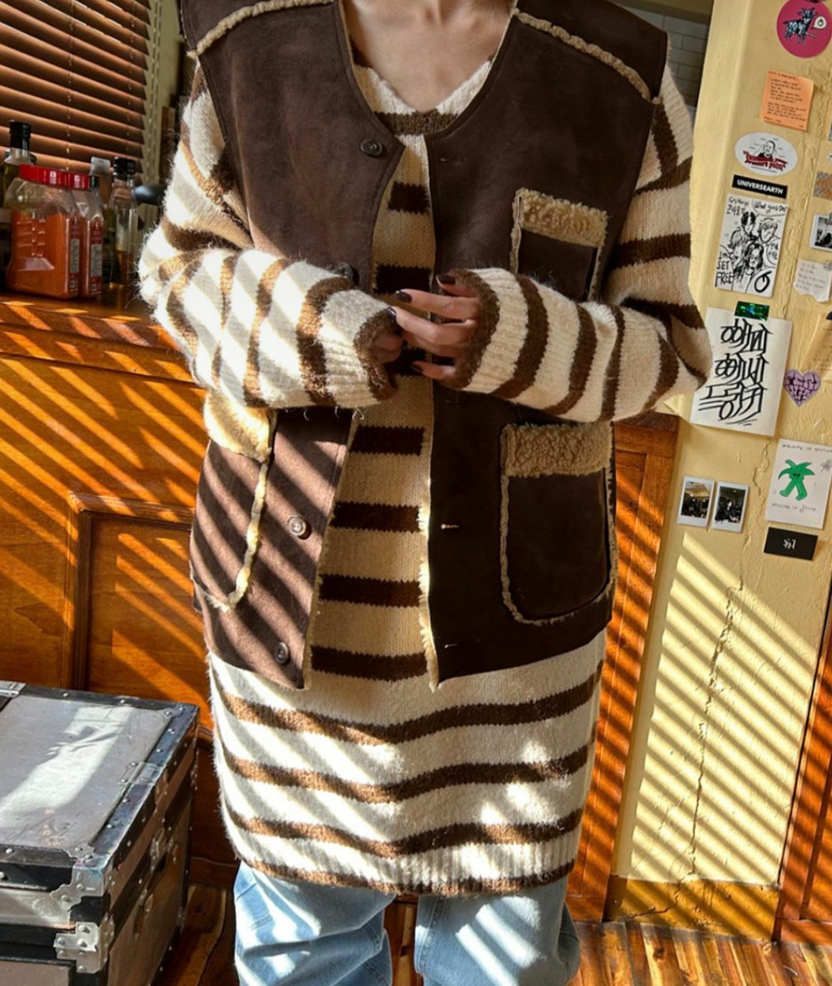 猄面毛底開胸背心褸 12GAUGE-028V