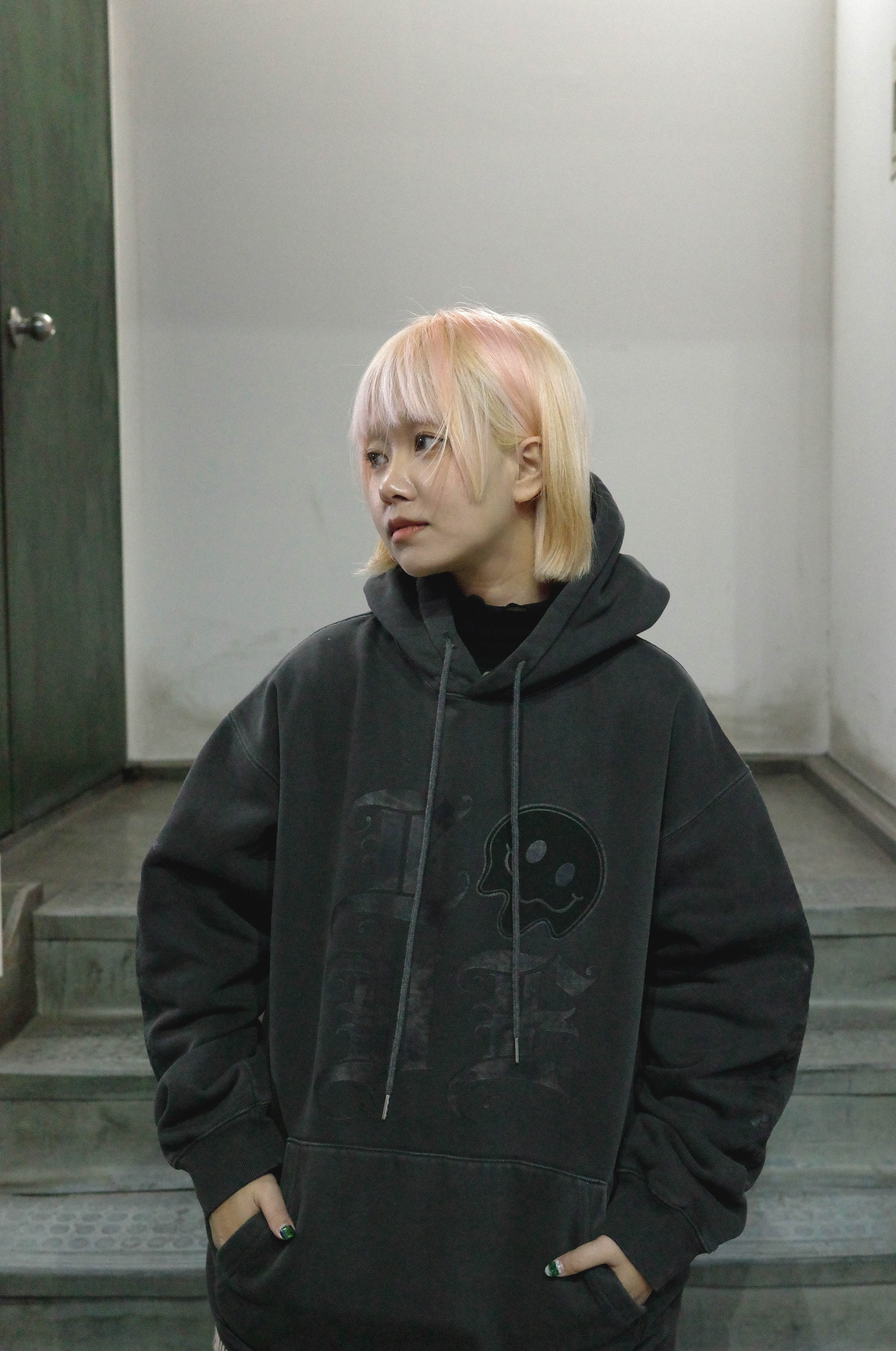 (GOAL) positive 歌德體英文 笑臉刷毛帽踢