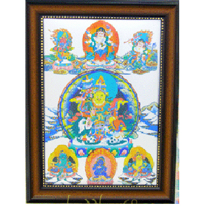 五路財神唐卡A4相框{銀色}【十方】115807