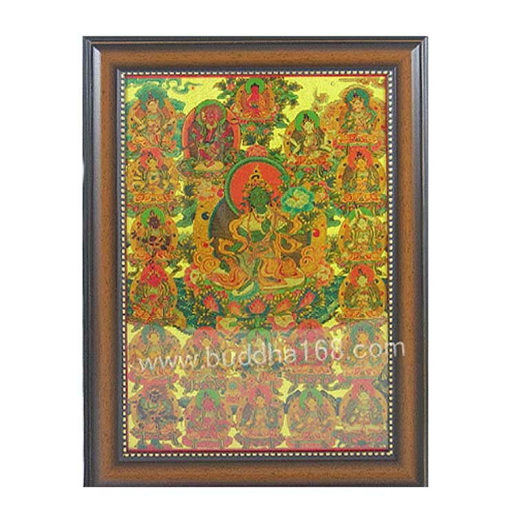 綠度母唐卡A4相框{金色}【十方】114671