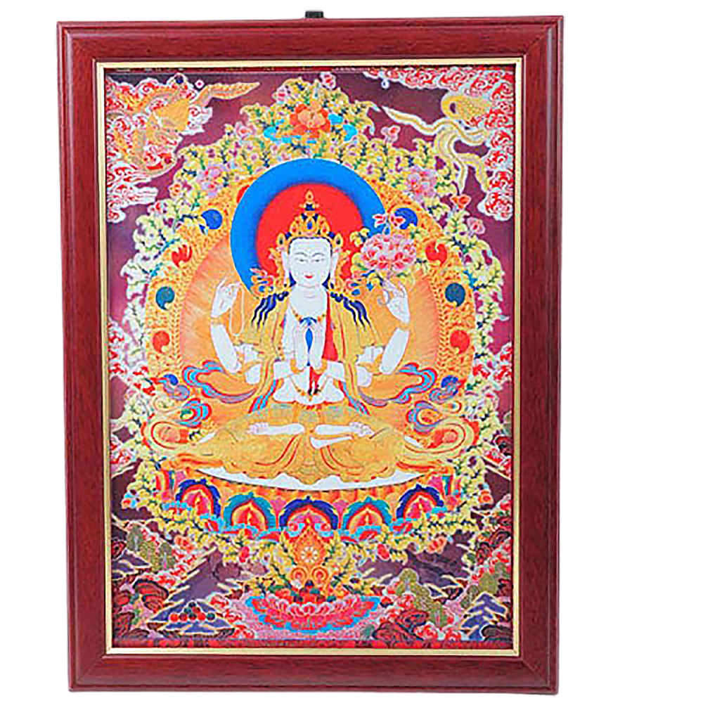 四臂觀音木框掛圖33公分【十方】137793